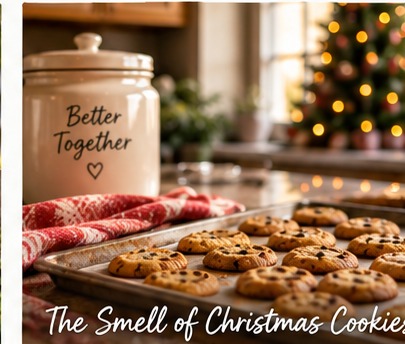 Freshly baked Christmas cookies in a warm home kitchen