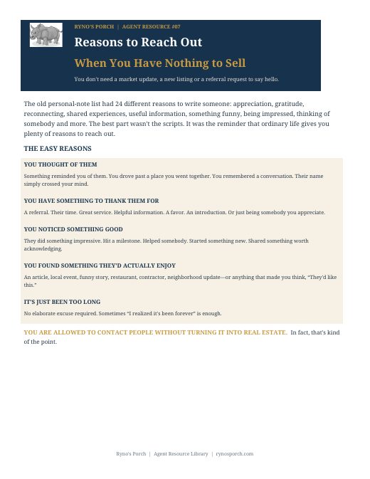 Preview of Reasons to Reach Out When You Have Nothing to Sell