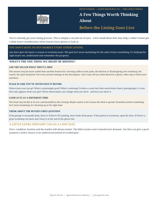 Preview of A Few Things Worth Thinking About Before the Listing Goes Live
